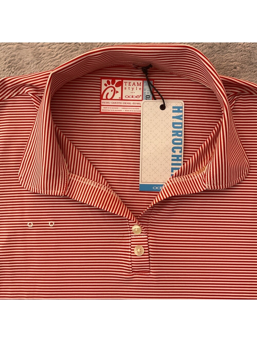 Chik Fil A Uniform Top Red White Striped  Polo Team Style Oobe Hydrochill 3X
